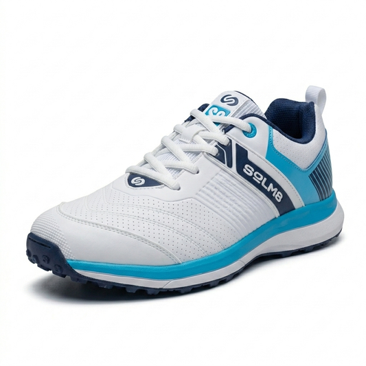 Solm8 S1 (White and Blue) Cricket Shoes
